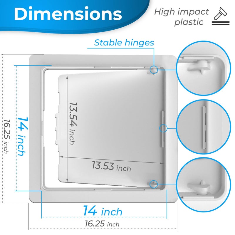 BOZZON Access Panel for Drywall - 14 x 14 inch - Wall Hole Cover - Access Door - Plumbing Access Panel for Drywall - Heavy Durable Plastic White - Image 2